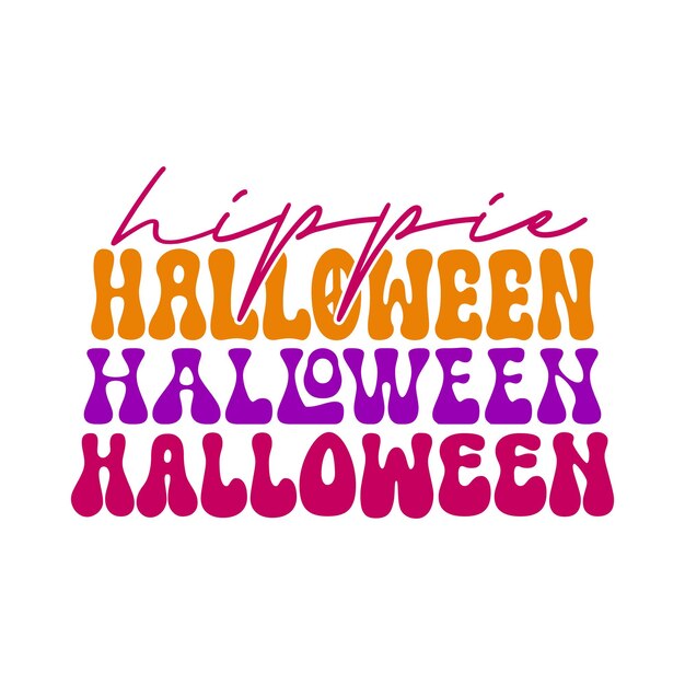 Vector hippie halloween halloween retro diseño svg y descarga digital