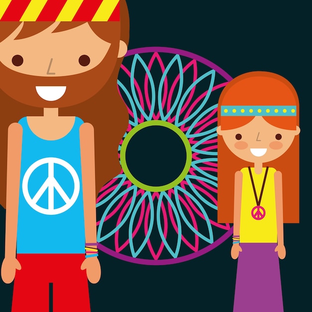 hippie hombre y mujer sueño atrapasueño espíritu libre