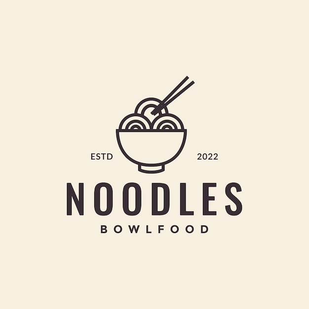 Hipster bowl fideos y palillos logo diseño vector gráfico símbolo icono ilustración idea creativa