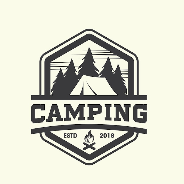 Hipster camping logo vector