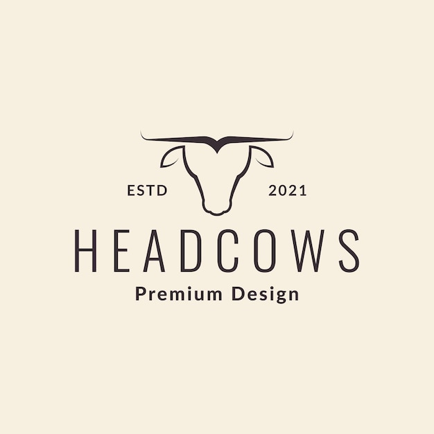 Hipster cara mínima vacas diseño de logotipo vector gráfico símbolo icono signo ilustración idea creativa