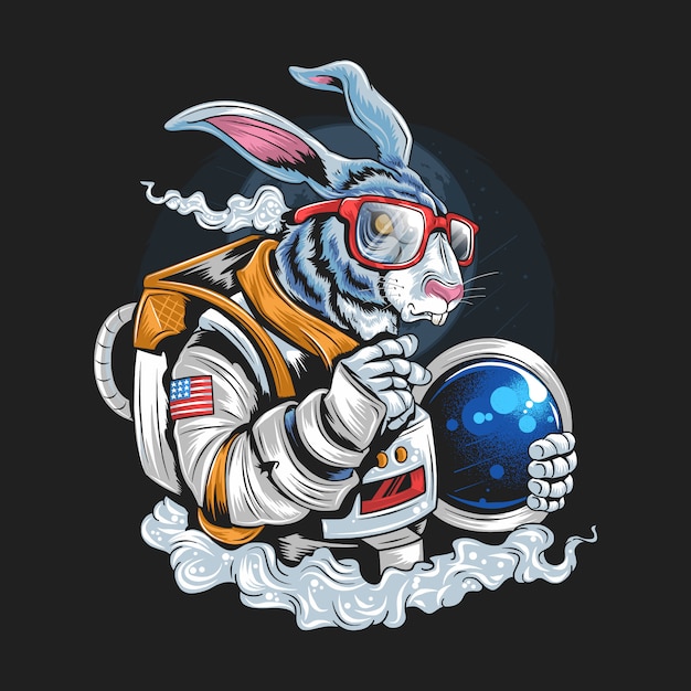 Hipster de conejo de astronauta