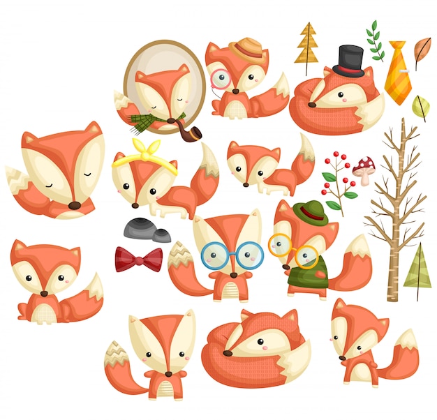 Hipster fox image set