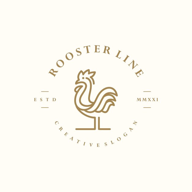 Hipster Gallo Vintage Retro Logo Minimalista