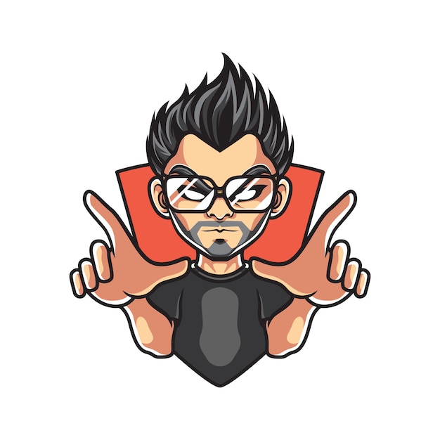 Hipster Man Mascot Logo