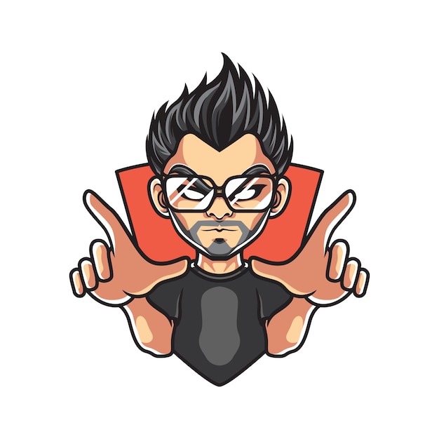 Hipster man mascot logo