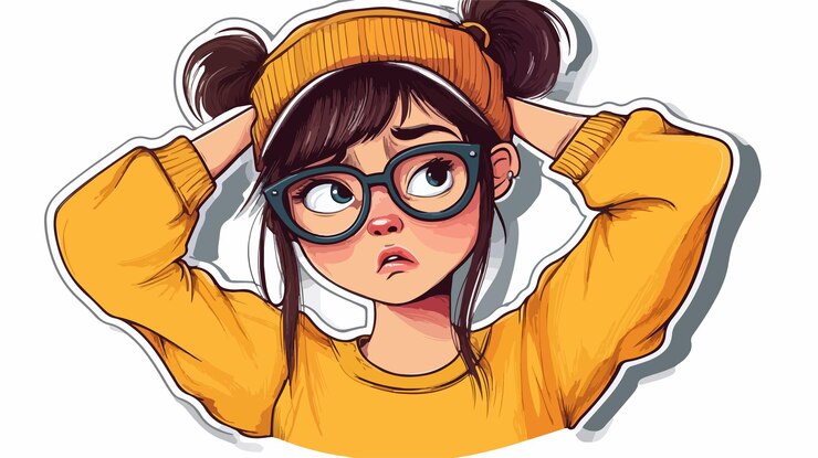 Hipster molesto y angustiado Ilustración de dibujos animados