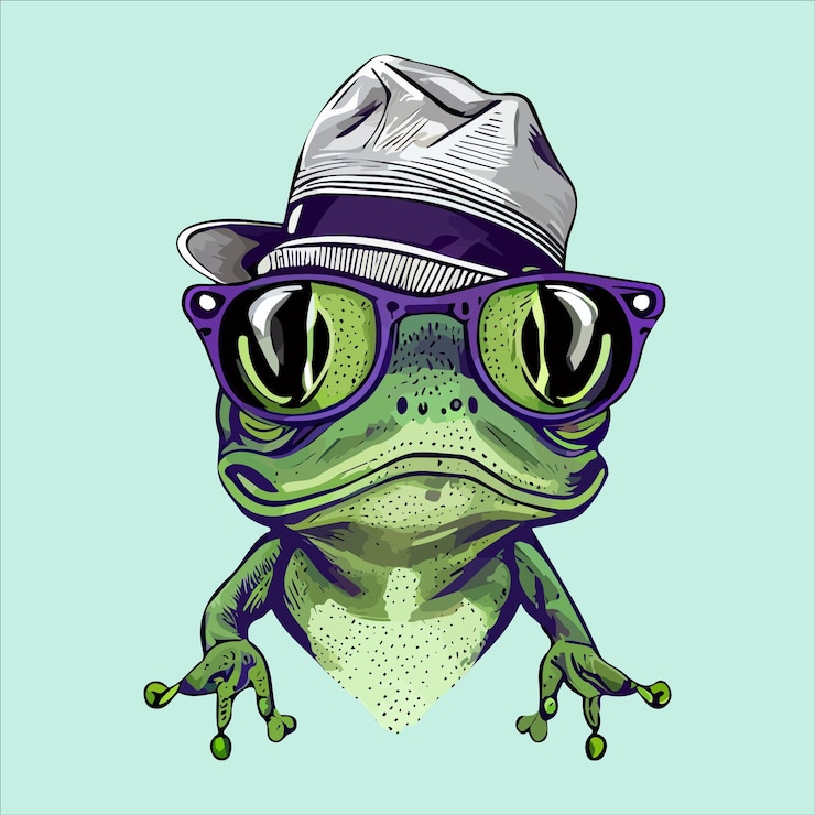 Vector hipster rana animal con gafas y sombrero vector ilustración