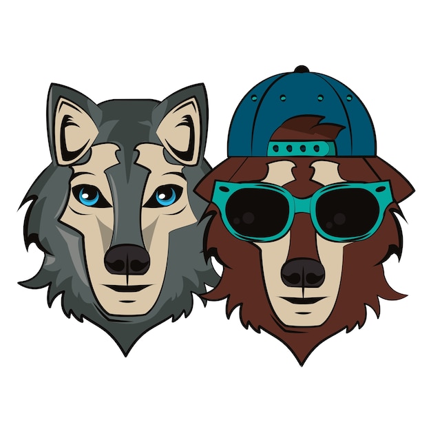 Hipster wolfs cool sketch