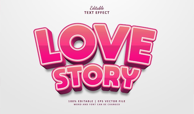 Historia de amor Estilo de efectos de texto Editable Estilo de efecto de texto 3d Amor y romance Rosa hermoso día