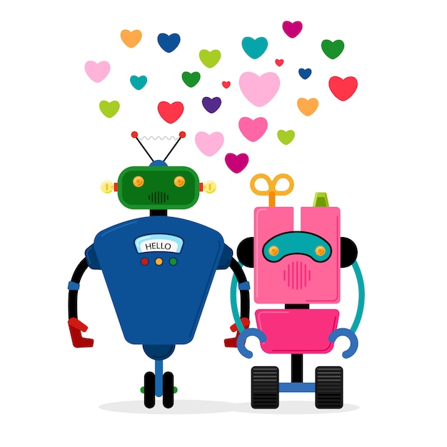 Vector historia de amor del robot