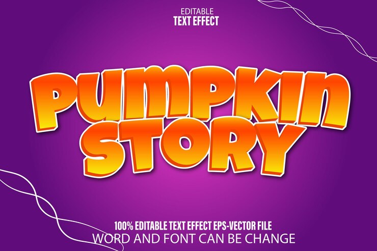 Vector historia de calabaza efecto de texto editable estilo degradado plano