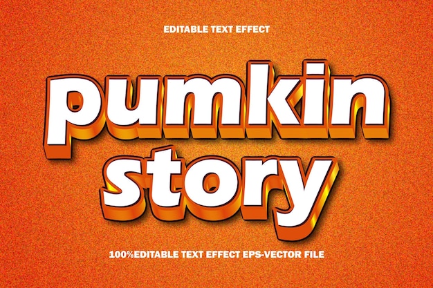 Historia de la calabaza Efecto de texto editable Estilo de gradiente de relieve en 3D