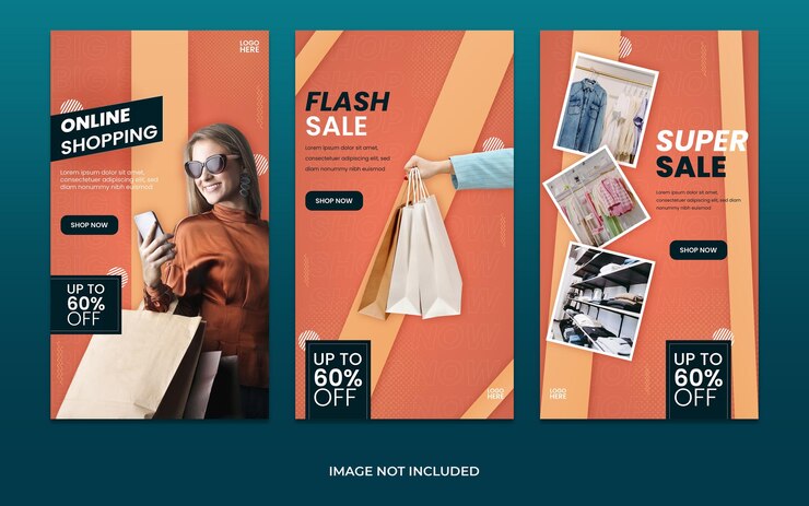 Historia de Instagram de descuento de ventas de compras en línea