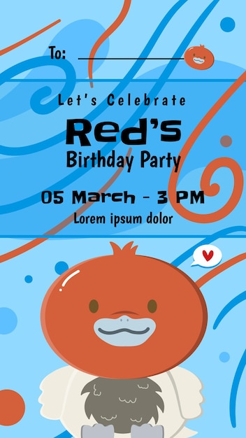 Historia de Instagram del Pato Rojo Invitación a la fiesta de cumpleaños