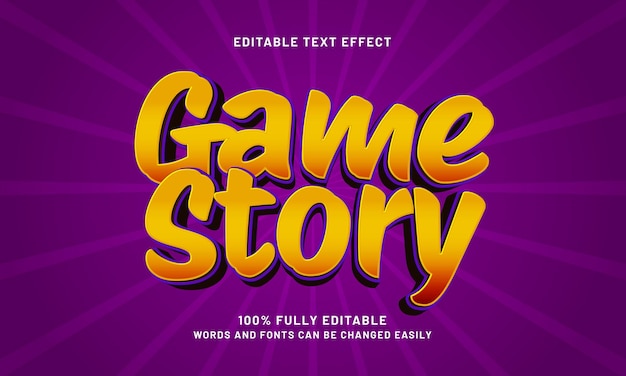 historia del juego efectos de texto editables con un tema de juego y juego