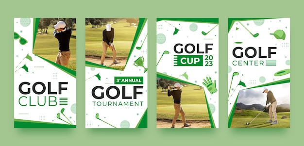 Historias de instagram de club de golf de diseño plano
