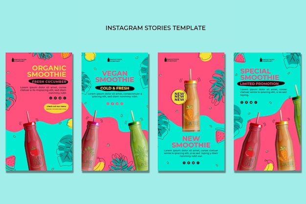 Vector historias de instagram de comida dibujadas a mano