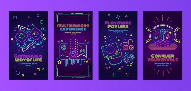 Vector historias de instagram de concepto de juego de diseño plano