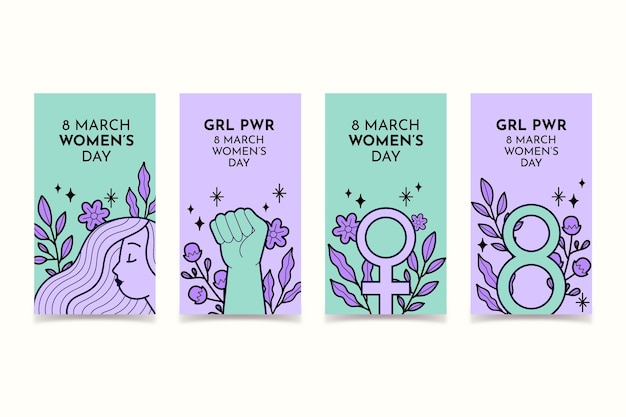 Vector historias de instagram del día internacional de la mujer