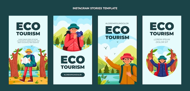 Historias de instagram de ecoturismo dibujadas a mano