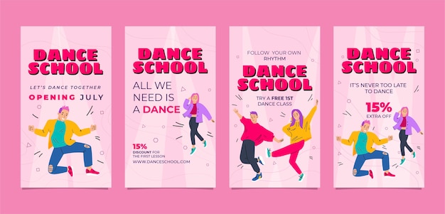 Historias de instagram de la escuela de baile dibujadas a mano