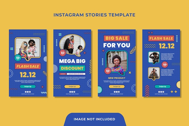 Vector historias de instagram estilo memphis nostálgicas de los 90