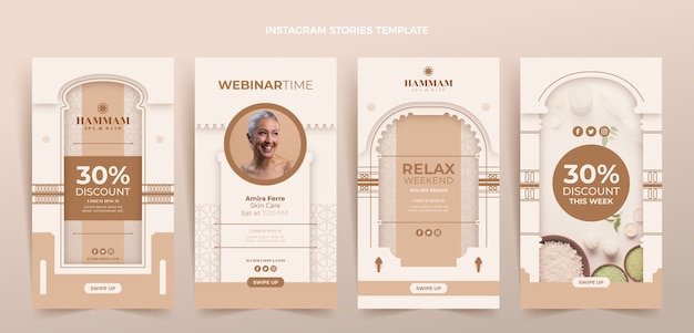 Vector historias de instagram de hammam de diseño plano