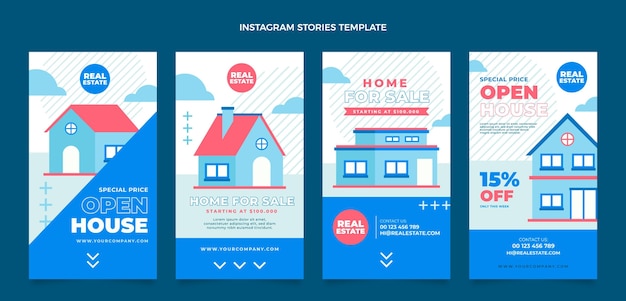 Historias de instagram inmobiliarias geométricas planas