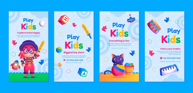 Historias de instagram de moda infantil degradada