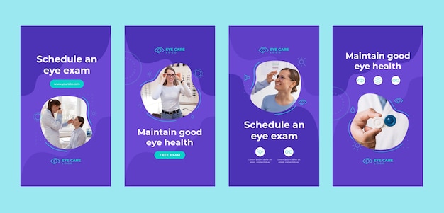 Vector historias de instagram de oftalmólogo de diseño plano