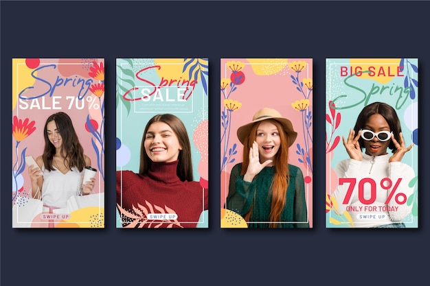 Historias de instagram de rebajas de primavera plana