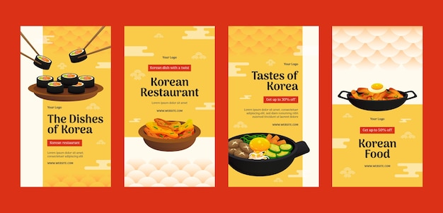 Historias de instagram de restaurante coreano degradado