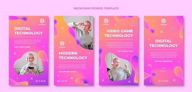 Historias de instagram de tecnología fluida abstracta degradada
