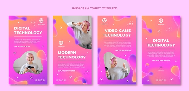 Vector historias de instagram de tecnología fluida abstracta degradada