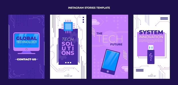 Vector historias de instagram de tecnología mínima