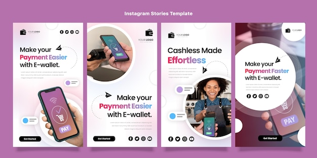 Historias de instagram de tecnología minimalista de diseño plano
