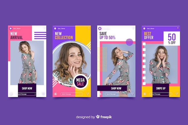 Historias de instagram de venta abstracta colorida