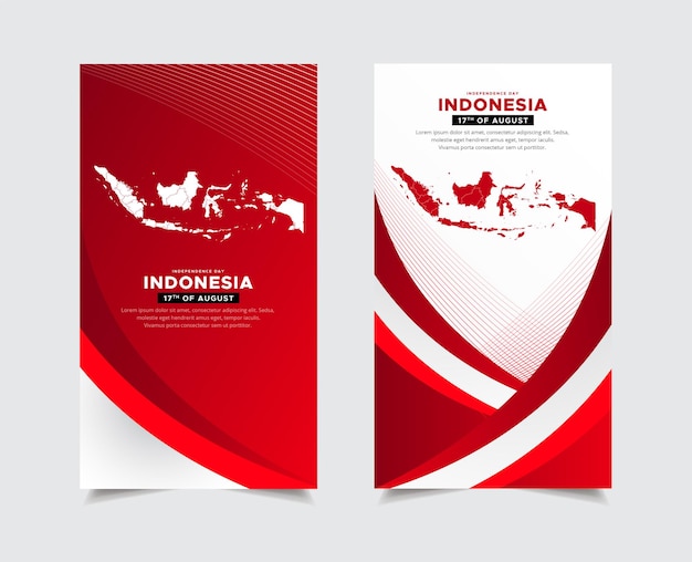 Historias de plantillas del día de la independencia de indonesia con vectores de mapas de indonesia