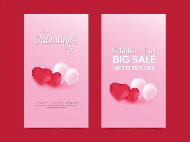 Historias de redes sociales San Valentín gran venta globo amor color rosa