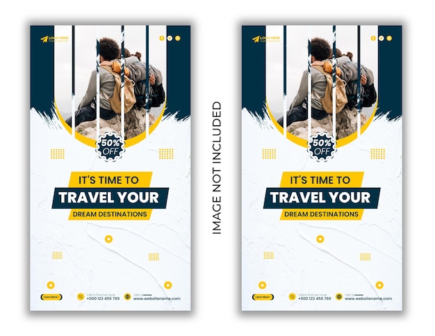 Historias de redes sociales de turismo de viajes de vacaciones y diseño de plantilla de publicación de historias de Instagram
