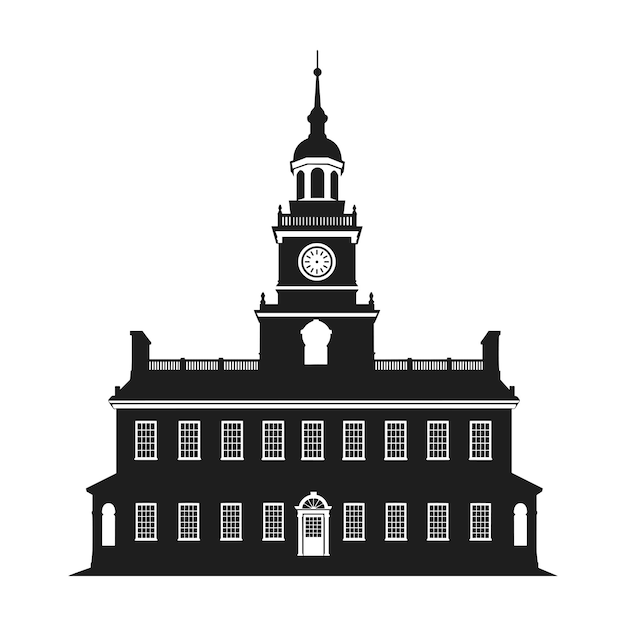 Histórico Salón de la Independencia Silueta Vector Símbolo de la Libertad Americana para el Día de la Independencias