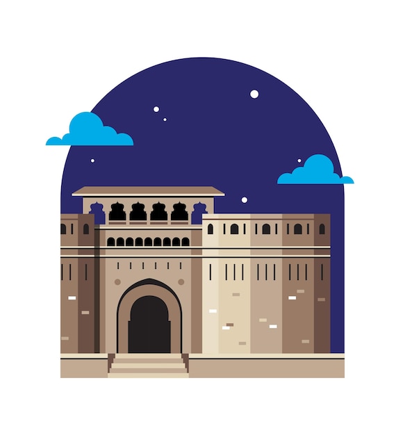 histórico Shanivar wada Pune India Ilustración gráfica plana vectorial