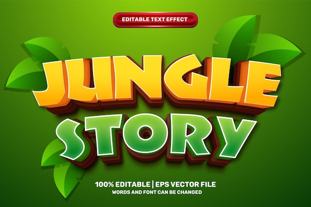 Historieta cómica de la historia de la selva Negrita Texto editable en 3D Estilo de efecto