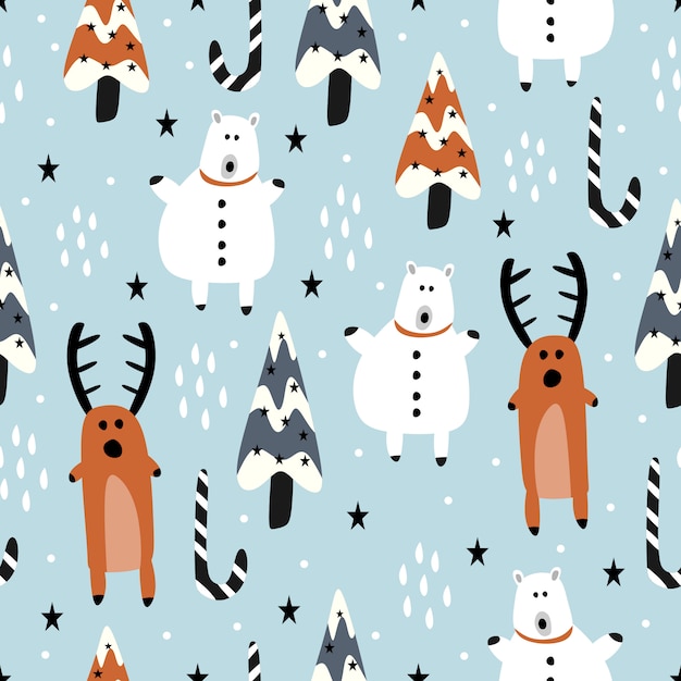 Historieta divertida de reno y muñeco de nieve para invierno Navidad