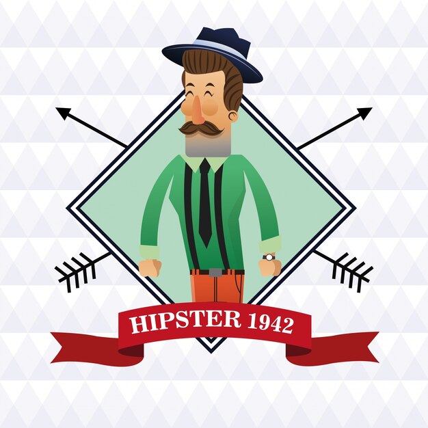 Historieta de hombre inconformista con bigote y sombrero dentro del marco con el icono de la cinta