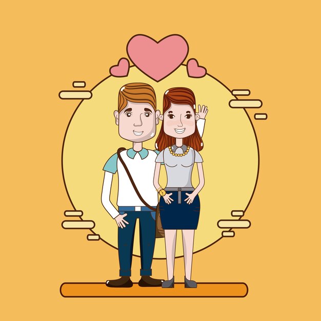 Historieta linda y divertida pareja enamorada