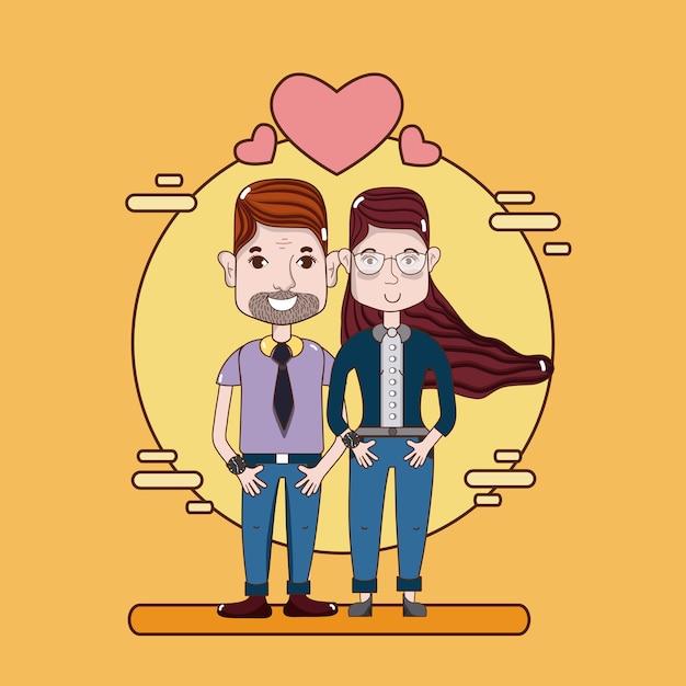 Historieta linda y divertida pareja enamorada