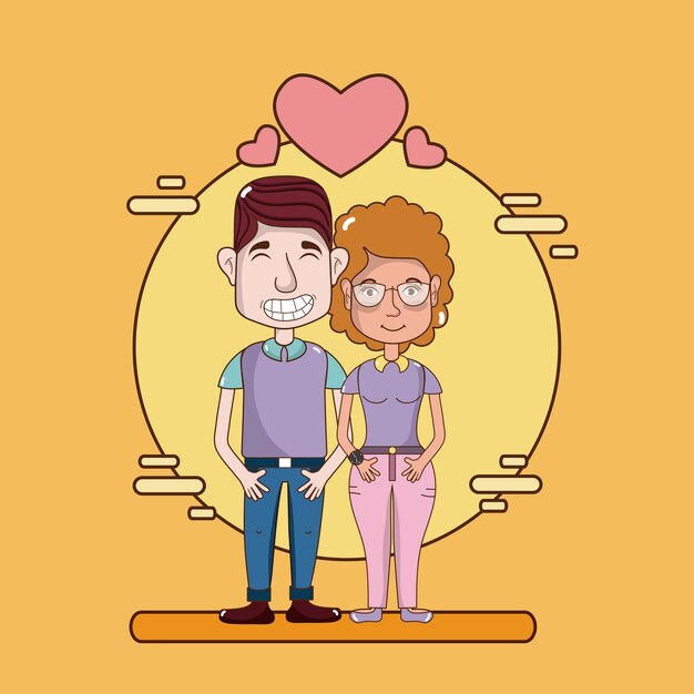 Historieta linda y divertida pareja enamorada