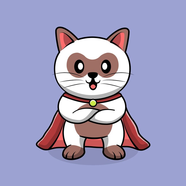 Vector historieta linda del gato del superhéroe.